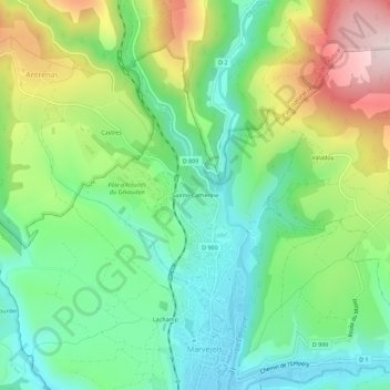 Mappa topografica Sainte-Catherine, altitudine, rilievo