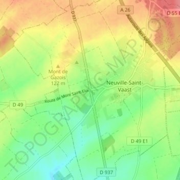 Mappa topografica La Targette, altitudine, rilievo
