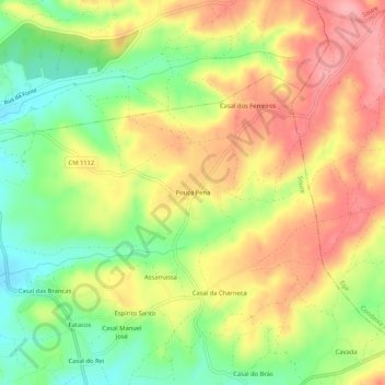 Mappa topografica Pouca Pena, altitudine, rilievo
