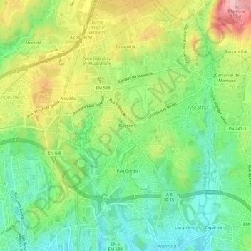 Mappa topografica Bicesse, altitudine, rilievo