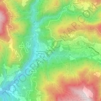 Mappa topografica Mammiano, altitudine, rilievo