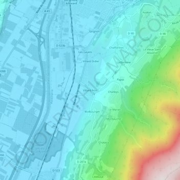 Mappa topografica Villard Noir, altitudine, rilievo