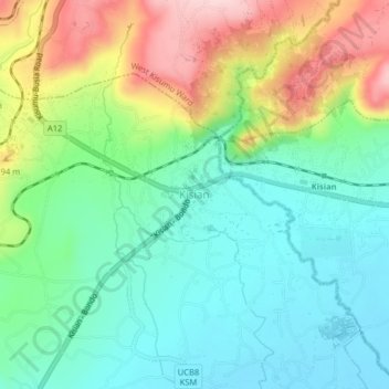 Mappa topografica Kisian, altitudine, rilievo