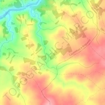 Mappa topografica Peladas, altitudine, rilievo
