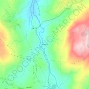 Mappa topografica Mosteiro, altitudine, rilievo