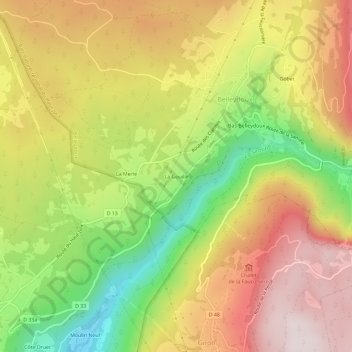 Mappa topografica La Gouille, altitudine, rilievo