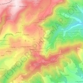 Mappa topografica Le Terrier, altitudine, rilievo