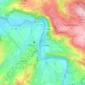Mappa topografica Le Bas du Vey, altitudine, rilievo