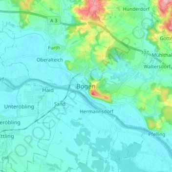 Mappa topografica Bogen, altitudine, rilievo