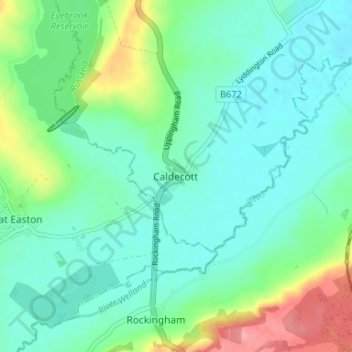 Mappa topografica Caldecott, altitudine, rilievo