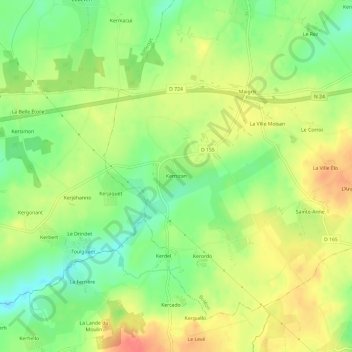 Mappa topografica Kernizan, altitudine, rilievo