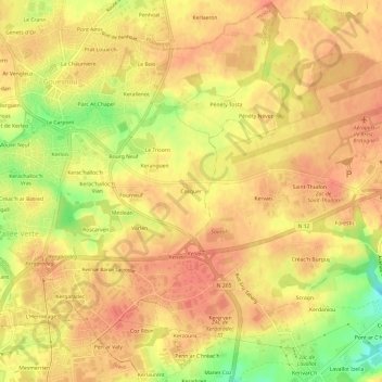 Mappa topografica Cosquer, altitudine, rilievo