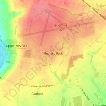 Mappa topografica Heyford Park, altitudine, rilievo