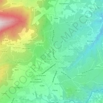 Mappa topografica Le Soleil, altitudine, rilievo