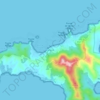 Mappa topografica Tartane, altitudine, rilievo
