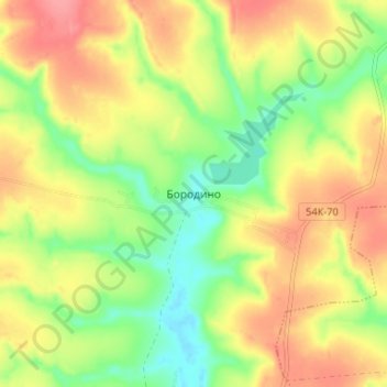 Mappa topografica Бородино, altitudine, rilievo