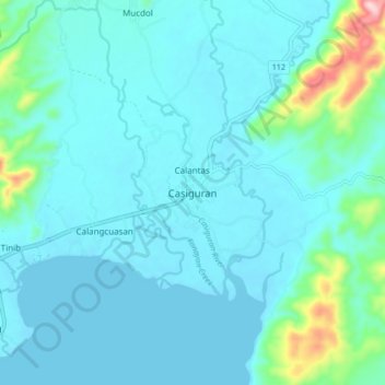 Mappa topografica Casiguran, altitudine, rilievo