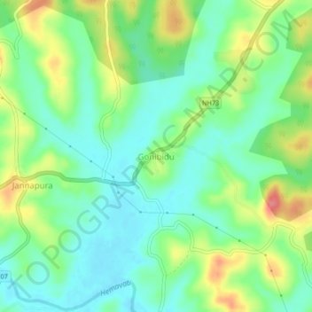 Mappa topografica Gonibidu, altitudine, rilievo