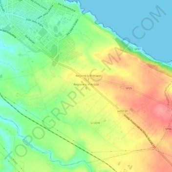 Mappa topografica Regione Li Pidriazzi II, altitudine, rilievo