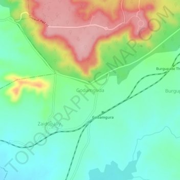 Mappa topografica Godamguda, altitudine, rilievo