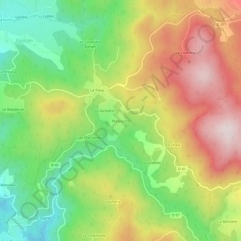 Mappa topografica Malgoutte, altitudine, rilievo