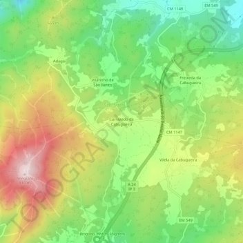 Mappa topografica Carrazedo da Cabugueira, altitudine, rilievo