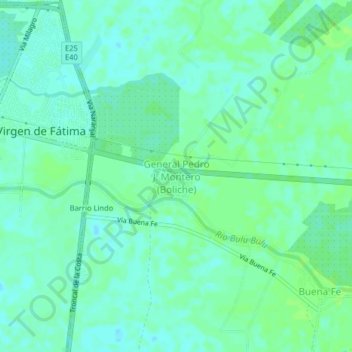 Mappa topografica General Pedro J. Montero (Boliche), altitudine, rilievo