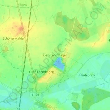 Mappa topografica Klein Lehmhagen, altitudine, rilievo