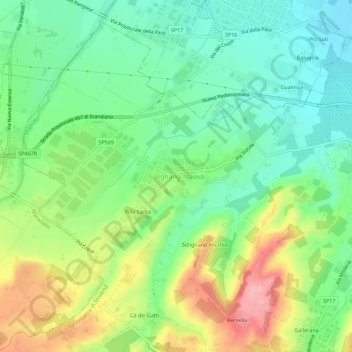Mappa topografica Solignano Nuovo, altitudine, rilievo