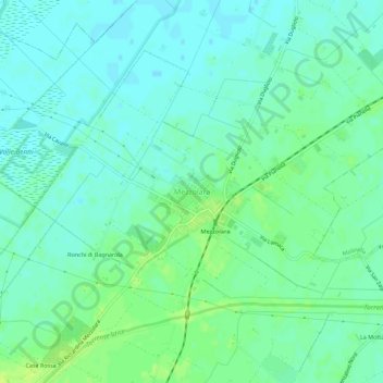 Mappa topografica Mezzolara, altitudine, rilievo