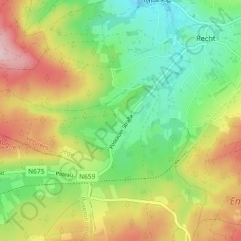 Mappa topografica Huppertzberg, altitudine, rilievo