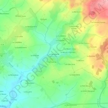 Mappa topografica La Sauvagerie, altitudine, rilievo