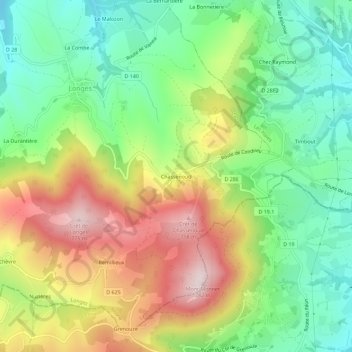 Mappa topografica Chassenoud, altitudine, rilievo