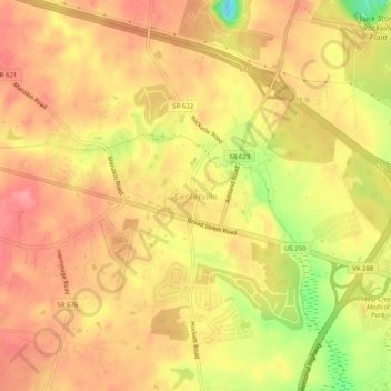 Mappa topografica Centerville, altitudine, rilievo