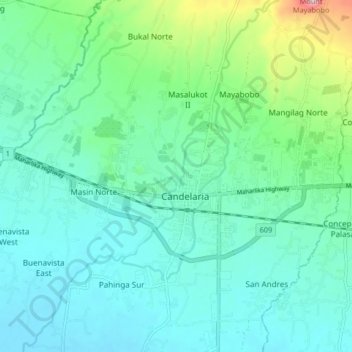 Mappa topografica Candelaria, altitudine, rilievo
