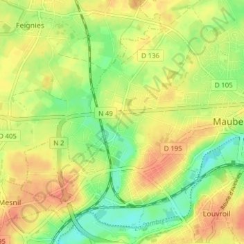 Mappa topografica Douzies, altitudine, rilievo