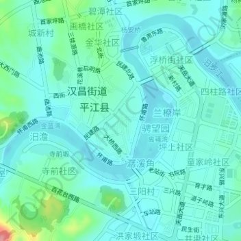 Mappa topografica 城门口, altitudine, rilievo