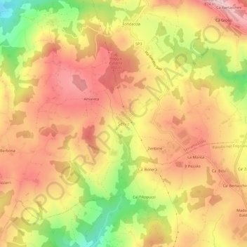 Mappa topografica Selva, altitudine, rilievo