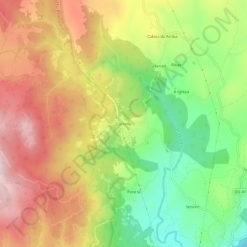 Mappa topografica Corvelle, altitudine, rilievo