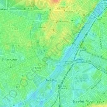 Mappa topografica Porte du Point-du-Jour, altitudine, rilievo