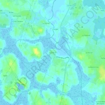 Mappa topografica Lieu-dit Er, altitudine, rilievo