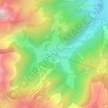 Mappa topografica Le Planay, altitudine, rilievo