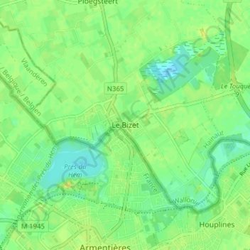 Mappa topografica Le Bizet, altitudine, rilievo