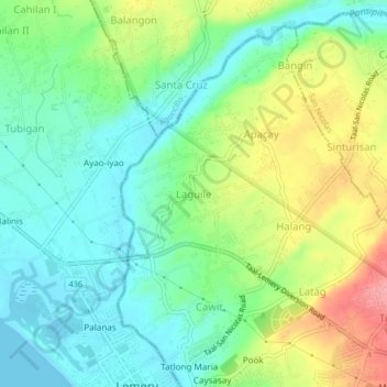Mappa topografica Laguile, altitudine, rilievo