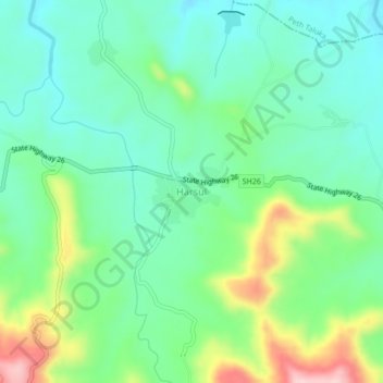 Mappa topografica Harsul, altitudine, rilievo