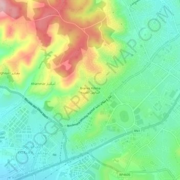 Mappa topografica Branes Kdima, altitudine, rilievo