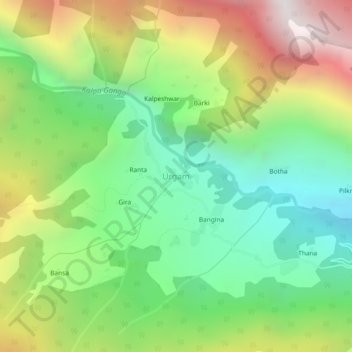 Mappa topografica Urgam, altitudine, rilievo