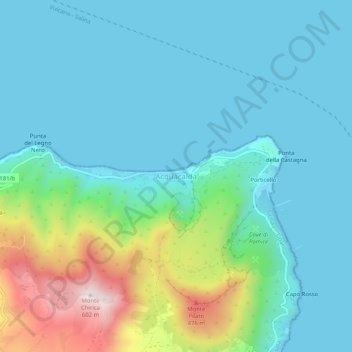 Mappa topografica Acquacalda, altitudine, rilievo