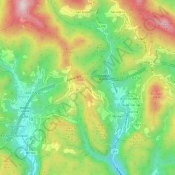 Mappa topografica Orco, altitudine, rilievo