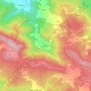 Mappa topografica Covelo, altitudine, rilievo